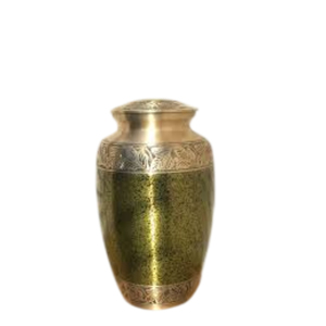 Urne funéraire artisanale en aluminium bleu nuageux pour cendres humaines, avec bandes argentées gravées et couvercle à vis sécurisé - Product Image 3