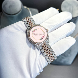 นาฬิกาอัตโนมัติแบรนด์หรู ประดับเพชรโมอิสซาไนต์เต็มเรือน ตัวเรือนสแตนเลสสตีลสั่งทำพิเศษ กลไกอนาล็อก กันน้ำ - Product Image 2