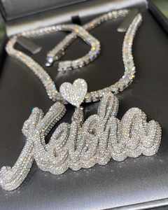 Colgante de Moissanita Personalizado con Certificado GRA, Nombre Grabado, Plata 925, Totalmente VVS, Estilo Hip Hop - Product Image 2