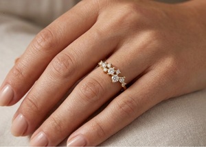 Anillo de Oro Rosa de 14K al por Mayor con Diamantes Celestiales Dispersos y Diamantes Redondos Cultivados en Laboratorio, Anillo de Boda para Mujer, Joyería Fina - Product Image 6