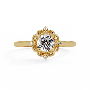 Bague en diamant de laboratoire 1,00 CTW taille ronde VVS certifiée IGI, filigrane vintage en or massif 14K, bague de mariage personnalisée, vente en gros - Product Image 4