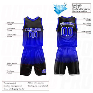 Uniforme de Baloncesto Reversible Personalizado, Conjunto de Jersey de Malla de Poliéster Transpirable de Secado Rápido para Verano en Color Azul Marino y Negro - Product Image 2