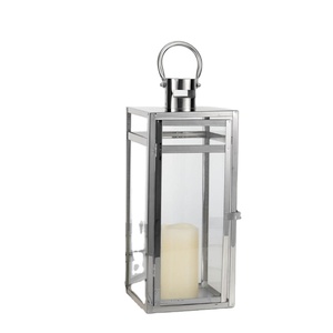 Farol Colgante Moderno de Metal y Vidrio de Tamaño Mediano con Acabado Plateado para Decoración de Mesa en el Hogar y Jardín - Product Image 1
