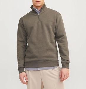 Sweat-shirts classiques pour hommes, style streetwear, col quart zippé, 100% coton, broderie personnalisée, col montant, sweats à capuche pour hommes, service OEM - Product Image 4