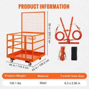 Gabbia di Sicurezza per Carrello Elevatore con Capacità di Carico di 1400 libbre, Piattaforma di Lavoro 43FT X 45FT, Imbracatura con Blocco, Foro di Scarico, Accessori e Ricambi per Carrelli Elevatori - Product Image 3