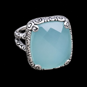 Natural Blue Chalcedony Ring 925 Sterling Silver Handmade <b>Statement</b> Gemstone Jewelry for Women - Product Image 1