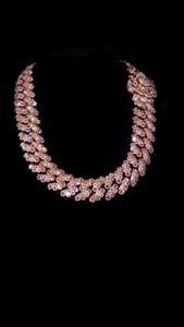 Cadena cubana de 22 mm con diamantes cultivados en laboratorio, plata 925, oro rosa, collar con incrustaciones de diamantes VVS1, 54 quilates en total, 550 g, joyería personalizada. - Product Image 5