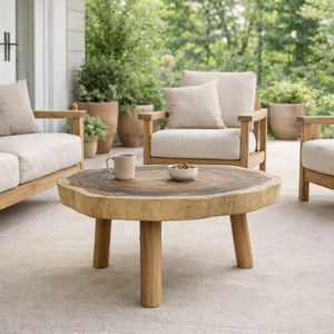 Mesa de Centro de Madera de Suar Sólida, Natural, Orgánica, Moderna, Duradera, Tallada a Mano, de Lujo, para Sala de Estar, Sostenible - Product Image 4