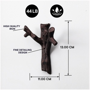 Wholesale Iron Metal Tree Branch <b>Wall</b> <b>Hook</b> 2 <b>Hooks</b> Heavy Duty Clothing Storage Decorative <b>Hooks</b> - Product Image 3