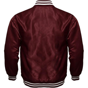 Men's Exclusive White Satin Varsity Jacket with Full-snap Heat Custom Logo <b>Printed</b> <b>Stand</b> Collar Canvas Material for Basketball - Product Image 2