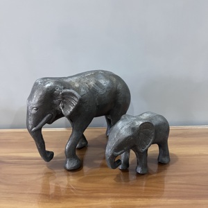 Handcrafted Aluminium <b>Elephant</b> Figurine Set Decorative Metal Animal Statue Home <b>Decor</b> Showpiece - Product Image 2