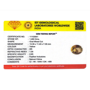 Natural Citrine Gemstone 6.3 Carat 6mm Certified IGI Fine Yellow Orange Red for Jewelry Making - Product Image 4
