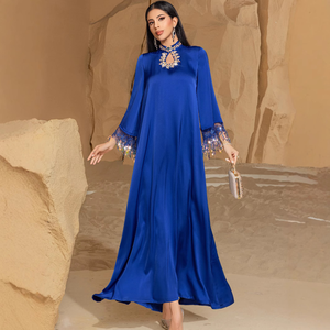 ENVAFA AN12950 Dubai - Abaya de Lujo para Mujer Musulmana, Caftán Marroquí, Vestido de Fiesta de Boda, Manga con Borlas, Poliéster Ligero - Product Image 4