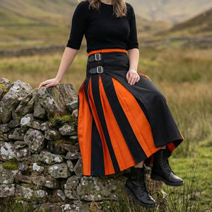 Kilt hybride plissé pour femme avec boucles latérales, options de tartan personnalisées, jupe longue, tenue écossaise - Product Image 4
