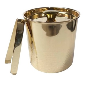 Seau à glace en acier inoxydable finition cuivre avec poignée pour vin et bière, accessoires de bar - Product Image 3