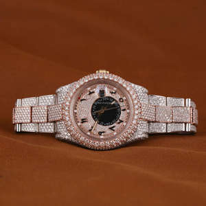 Montre Hip Hop de Luxe Bicolore en Moissanite VVS Entièrement Sertie en Argent Sterling 925 pour Homme - Product Image 1