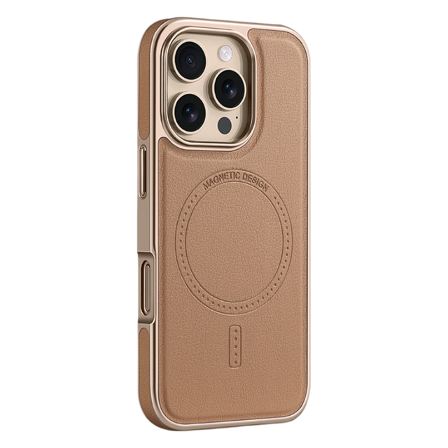 Luxury PU Leather Magnetic Phone Case for iPhone 13 14 15 16 Pro Max Electroplating Frame Wireless Charging Shockproof Cover
