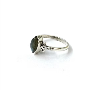 Marquise Shaped Labradorite Gemstone <b>Ring</b> Crafted in 925 Silver <b>Thin</b> Band Comfortable & Smooth Fit Daily Wear Jewelry - Product Image 2