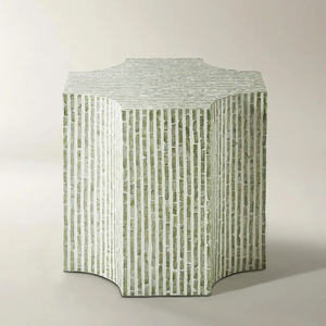 Taburete Otomano de Mosaico Elaborado a Mano con Incrustaciones de Concha de Nácar Natural de Belleza Iridiscente - Product Image 6