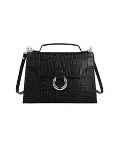 Bolso de Mano de Cuero Genuino Marrón con Patrón de Cocodrilo, Correa Desmontable, Impermeable, para Viajes Diarios - Product Image 1