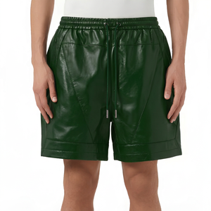 Shorts Bermuda Homme Vert Foncé Enduits avec Cordon de Serrage et Poches Style Décontracté - Product Image 4
