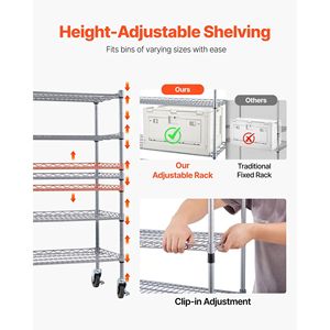 Sistema di scaffalature in filo d'acciaio a 5 livelli con 16 contenitori e ruote mobili per l'organizzazione degli attrezzi, ideale per il garage - Product Image 4