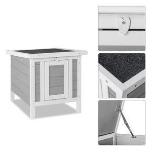 Modern 20\" Gray <b>Rabbit</b> Hutch Waterproof Wooden Pet Bunny Habitat with Rectangle Solid Metal and Felt <b>Cages</b> Medium Breed Size - Product Image 2
