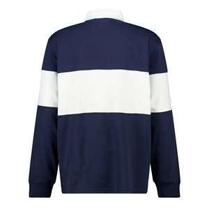 Men's Long Sleeve Color Blocked Knitted <b>Polo</b> <b>Shirt</b> <b>Navy</b> White Preppy Style Regular Length - Product Image 2