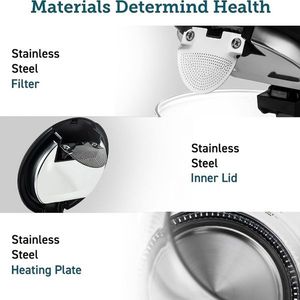 Bollitore Elettrico 1200W 1.7L in Vetro con Filtro in Acciaio Inox, Coperchio Interno e Ampia Apertura, Colore Nero - Product Image 5