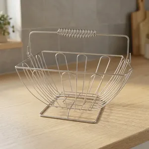 Panier en fil d'acier inoxydable avec poignée, panier de rangement pour fruits et légumes, essentiels de cuisine, rangement pour restaurant, service alimentaire - Product Image 3