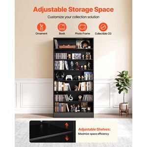 7 Tier Media <b>Storage</b> Cabinet 27.56 X 11.81 X 55.12 Organizer for CDs DVDs Books DVD Shelf Bookcase - Product Image 2