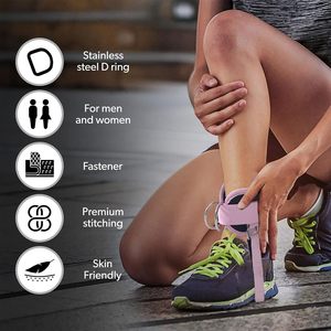 Sangle de cheville rembourrée en néoprène avec boucle réglable, double anneaux en D, personnalisable avec votre logo et couleur, pour fixation sur machine à câble - Product Image 4