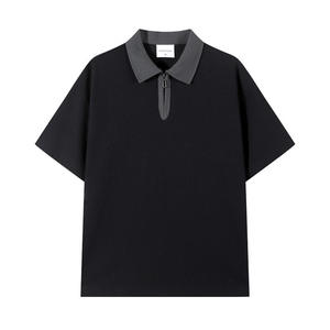 เสื้อโปโลแขนสั้นถักนิตติ้ง ทรงลำลอง สีพื้น ผ้าย้อมสีเรียบ - Product Image 3