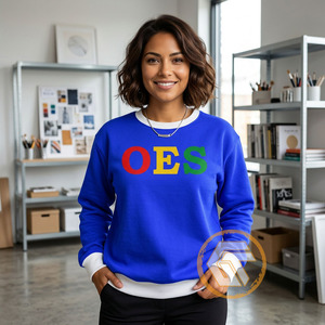 เสื้อสเวตเชิ้ตผู้หญิงสีน้ำเงิน OES ปักลายป้องกันรอยยับ แบรนด์ Greek Treasures คอกลม ทรงปกติ ผ้าฝ้ายถัก - Product Image 4