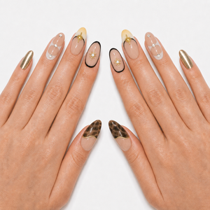 Ongles en acrylique en forme d'amande, couleur nude beige, design urbain moderne, pré-dessinés, nude Twilight - Product Image 3