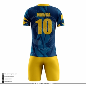 Maillot de football sublimé pour homme MAWRA, bleu et jaune, imprimé géométrique, ajusté, manches courtes, col rond, anti-humidité - Product Image 6