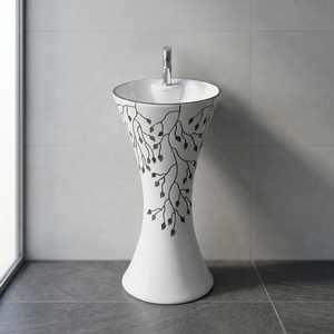 Vistaar Black Marble Printed Granite Design Ceramic One Piece Full Pedestal Wash Basin Stand - Product Image 4