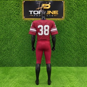 Conjunto de Jersey de Fútbol Americano para Hombre TOPLINE Riddell Johnson, Sublimado, Cuello en V, Manga Corta, Rojo, Malla Transpirable - Product Image 3
