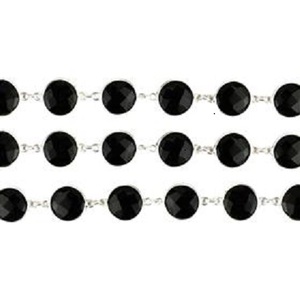 Collier rond en onyx noir, pierre précieuse en onyx noir sertie en clos, connecteur en argent sterling 925, chaînes en argent sterling 925 - Product Image 1