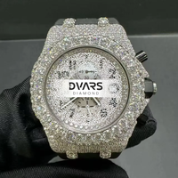 Montre-bracelet automatique de luxe en alliage, mouvement à quartz, verre serti de diamants Moissanite couleur D VVS1, cadran à aiguilles, 48 mm, résistante à l'eau