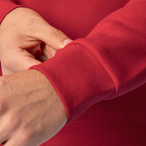 Sweat-shirt unisexe rouge à col rond, 100% coton molletonné, coupe ample, manches longues, couleur unie, décontracté, pour l'automne - Product Image 3