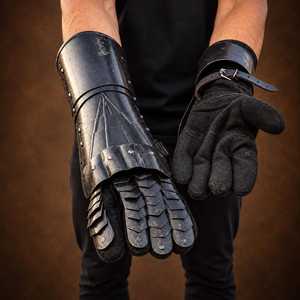 Guantes de acero medievales, negros, niquelados, para reenactamiento, de 16 pulgadas, de metal fundido. - Product Image 4