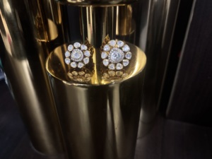 <b>studs</b> earrings in polki stone with gold layered in 925 <b>silver</b> metal traditional jewelry for women party wear gift Diwali gift - Product Image 1