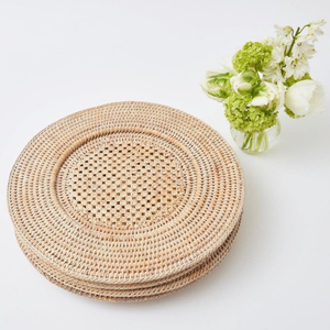 Assiette de service en rotin tressé à la main, set de table en osier naturel pour la décoration de table de mariage, assiette de service écologique - Product Image 6