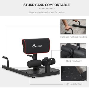 Appareil de fitness 3-en-1 noir rembourré pour pompes, sit-ups et squats – Équipement de gym à domicile - Product Image 4