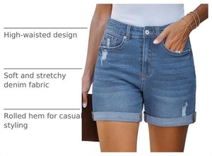 Customizable Women Denim <b>Shorts</b> Plus Size <b>High</b> <b>Waist</b> Casual <b>Jean</b> <b>Shorts</b> with Personalized Labels for Summer Clothing Collections - Product Image 6