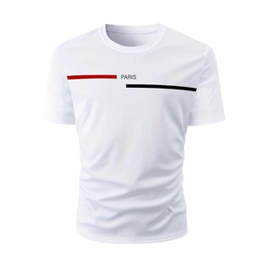 T-shirt décontracté pour femme en jersey simple tricoté en coton mélangé polyester, imprimé, anti-rides, respirant, avec logo brodé et sequins - Product Image 6