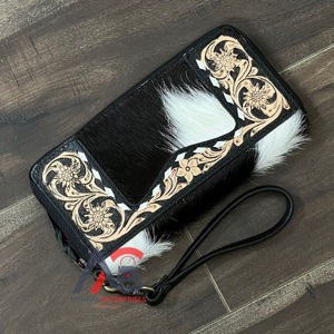 New Hand Tooled Genuine Leather Wallet Clutch Cowhide Western Floral Carved Wristlet <b>Purse</b> Handmade Women’s Fashion Handbag - Product Image 1
