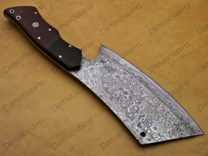 Couteau à découper artisanal en acier Damas avec étui en cuir |   Couteau de boucher forgé robuste multifonctionnel DIY OEM - Product Image 5