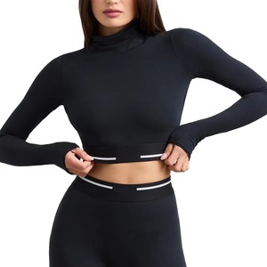 High Quality Fitness <b>Women</b> Soft Crew Neck Long Sleeve Crop <b>Top</b> Shirt Sportswear Slim Fit <b>Compression</b> Sexy Gym Crop <b>Top</b> - Product Image 5